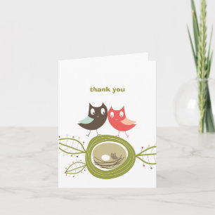 Nesting Owl Family Couple's Baby Shower Thank You Card
