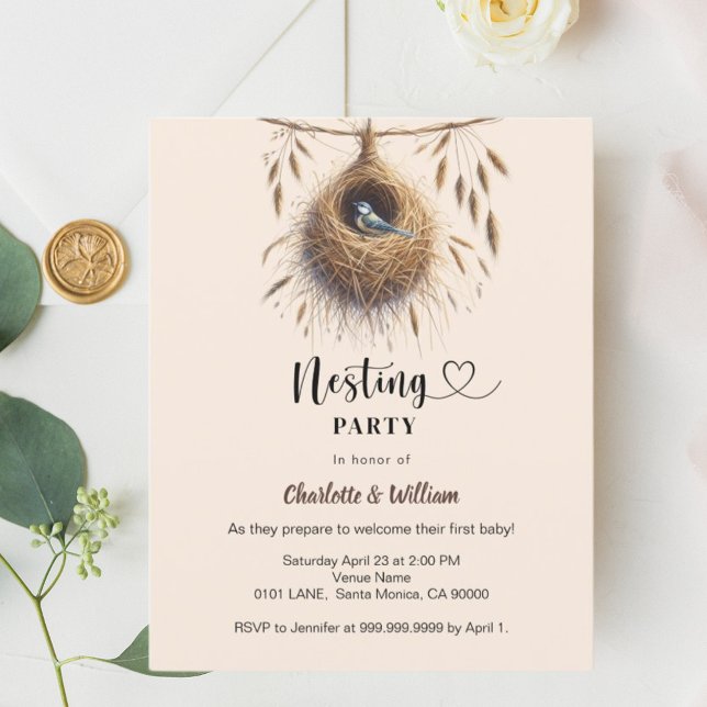 Nesting party bird nest baby shower invitation (Creator Uploaded)