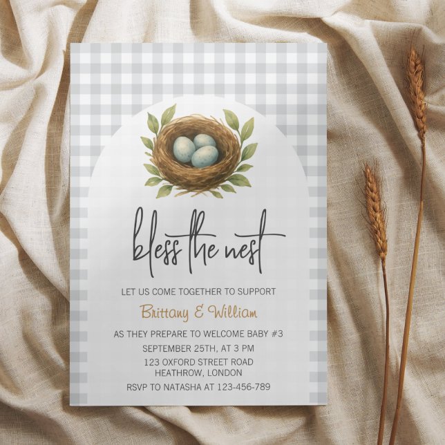 Nesting Party Bless the Nest Neutral Baby Shower Invitation (Creator Uploaded)