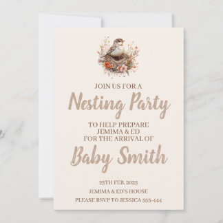 Nesting Party Neutral Invitation With Bird Nest