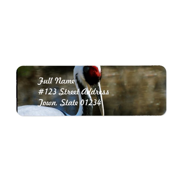 Nesting White Naped Crane Return Address Label (Front)