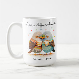 Nestle in Love Romantic Cute Birds Cartoon Coffee Mug