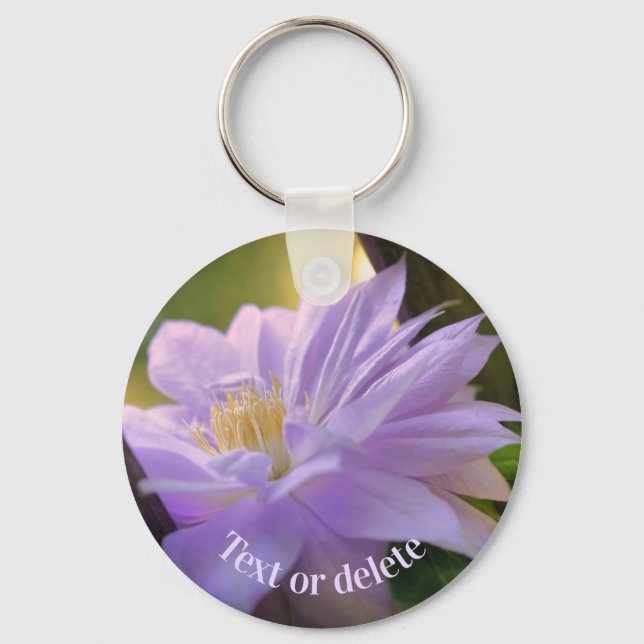 Nestled Clematis Flower Personalised Key Ring (Front)