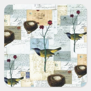 Nests and small birds - square Sticker