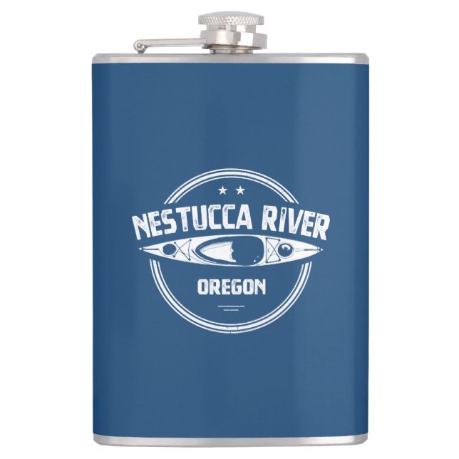 Nestucca River Oregon Kayaking Hip Flask (Front)