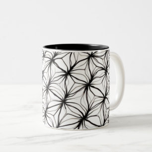 Net Geometry – Diamond Mesh Abstract Two-Tone Coffee Mug