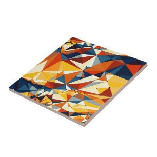 Net of multicolored triangles ceramic tile
