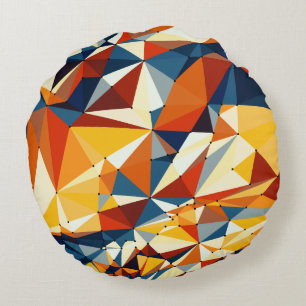 Net of multicolored triangles round cushion