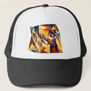 Net of multicolored triangles trucker hat