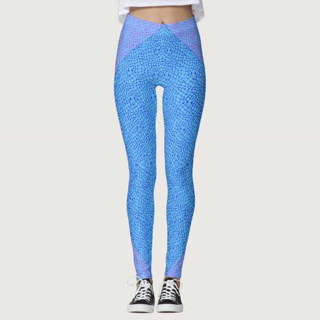 Net pattern 05 Indigo BBlue LBlue BG Leggings (Front)