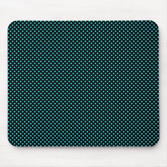 Net Pattern Black with Cyan Blue Mouse Pad (Front)