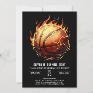 Net Watercolor Editable Basketball Birthday Invitation