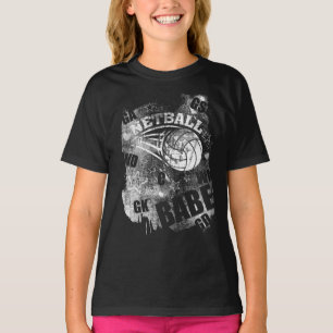 Netball Babe's, Black Grunge Netball T-Shirt