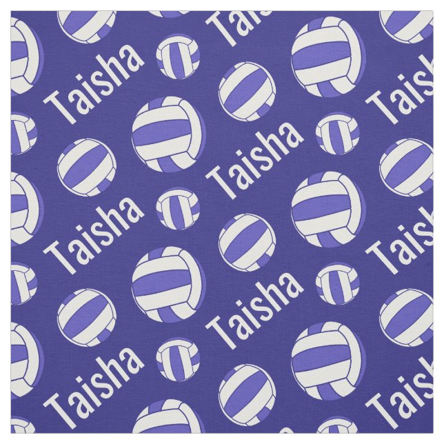 Netball blue white name sports pattern fabric (Swatch)