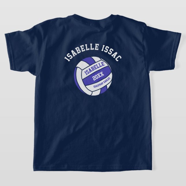 Netball blue white out team player T-Shirt (Laydown Back)