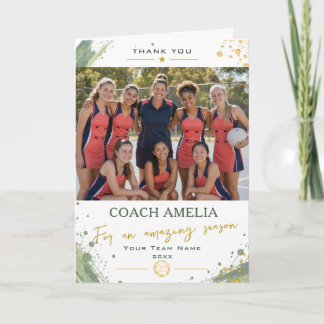 Netball Coach Team Photo Thank You Card
