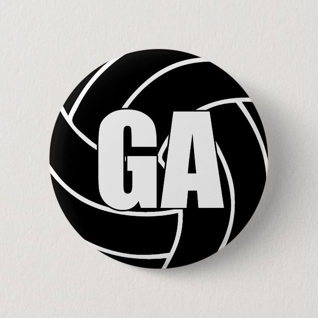 Netball Goal Attack GA 6 Cm Round Badge (Front)