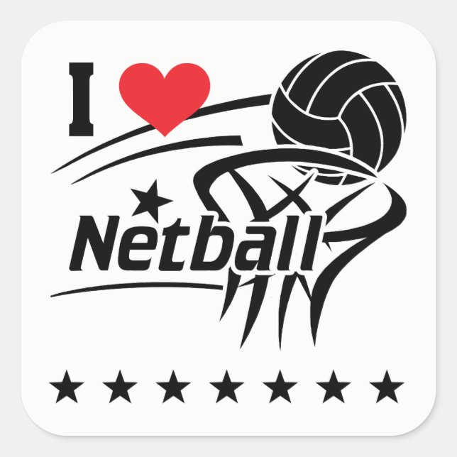 Netball, I Love Netball, Sticker (Front)