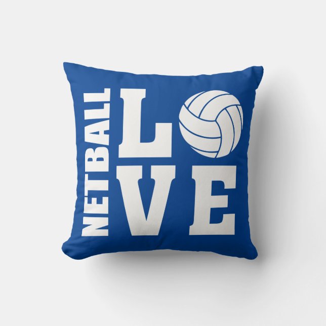 Netball Love Blue Netball Cushion (Front)