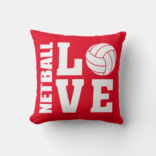 Netball Love Red Netball Cushion (Front)