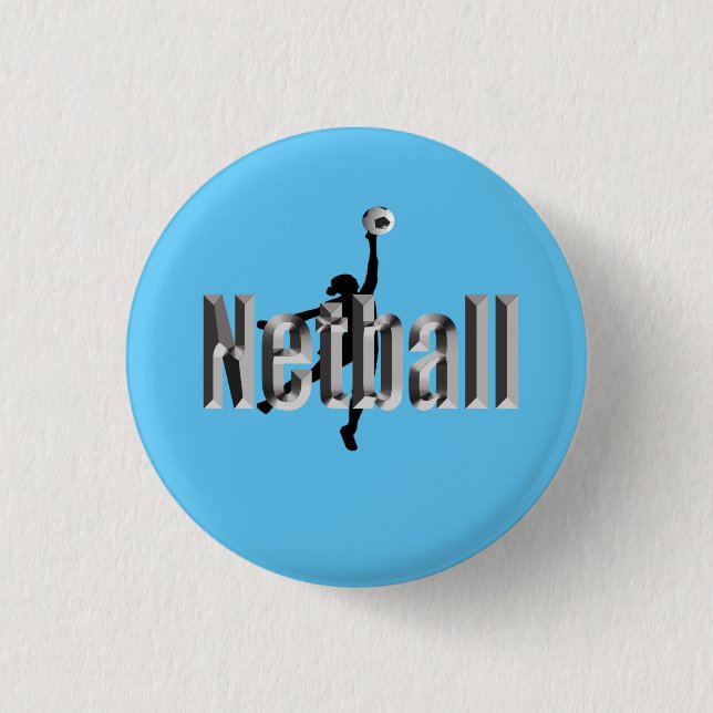 Netball Player And Dimensional Name,  3 Cm Round Badge (Front)