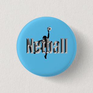 Netball Player And Dimensional Name,  3 Cm Round Badge