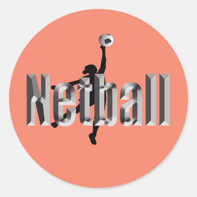 Netball Player And Dimensional Name,  Classic Round Sticker (Front)