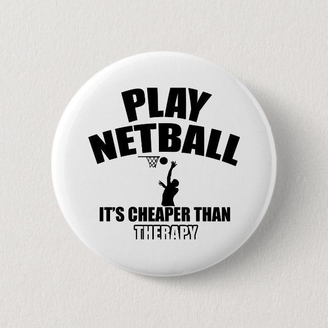 Netball player designs 6 cm round badge (Front)