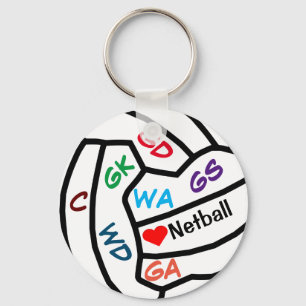 Netball Player Positions Ball Design Keyring
