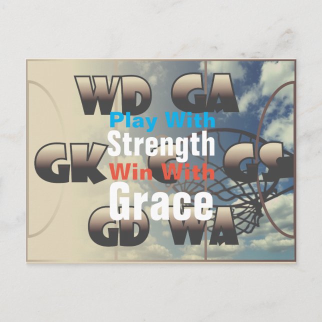 Netball Player Positions With Quote Postcard (Front)