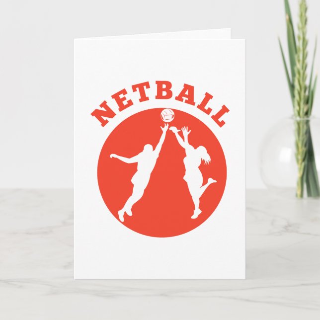 Netball player rebounding for ball card (Front)