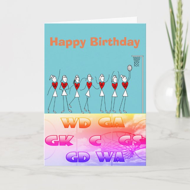 Netball Players Themed Happy Birthday Card (Front)