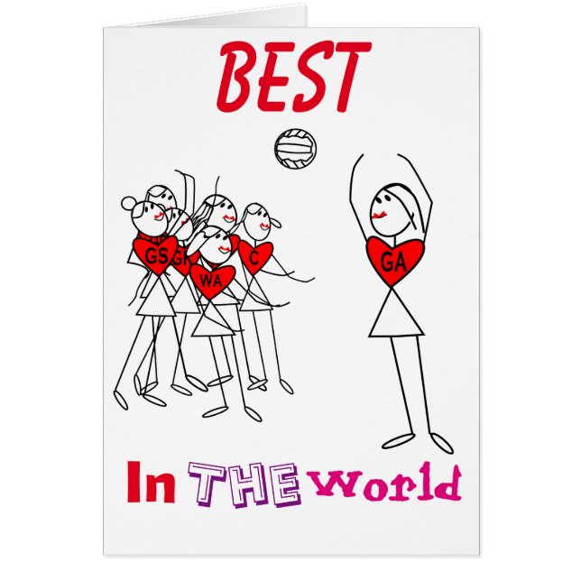 Netball Positions Stick Figures and Heart (Front)