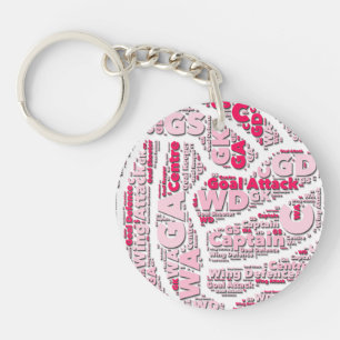 Netball Positions Typography Ball Design Key Ring
