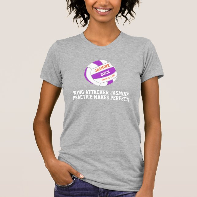Netball purple white wing attack custom training T-Shirt (Front)