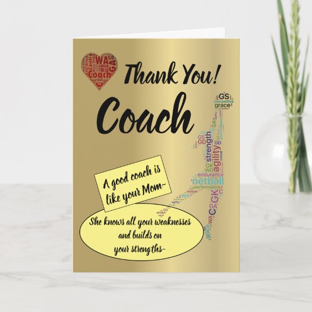 Netball Quote Coach Thank You Card (Front)