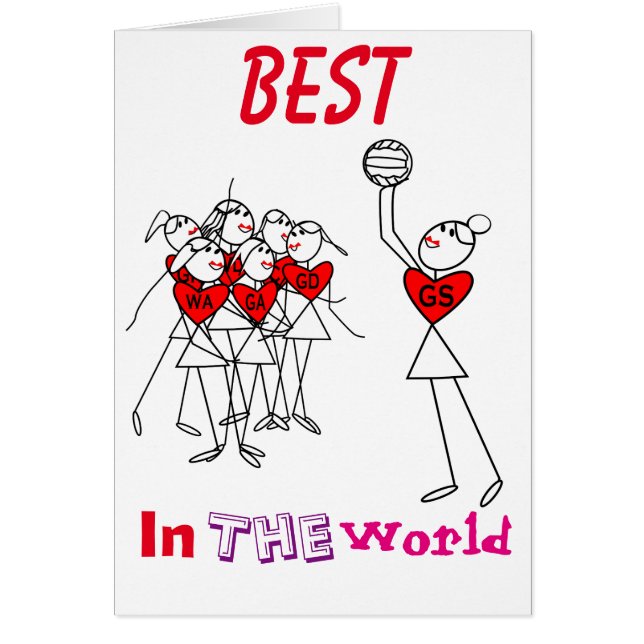 Netball Stick Figures Heart Design (Front)