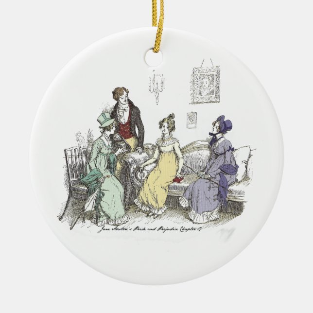 Netherfield Ball Invitation - Pride & Prejudice Ceramic Tree Decoration (Front)