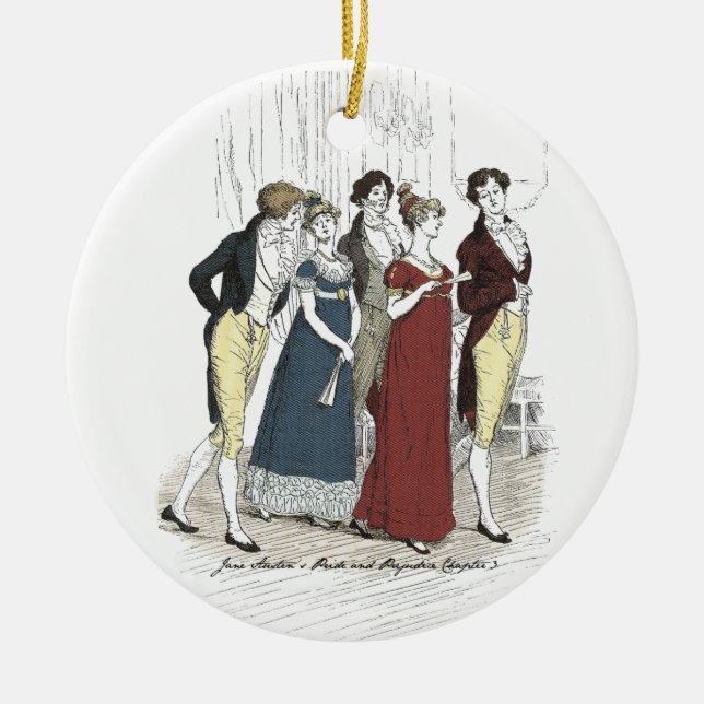 Netherfield Party Arrives - Pride & Prejudice Ceramic Ornament (Front)
