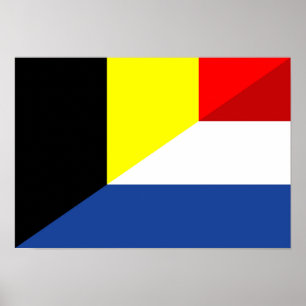 netherland belgium flag half country flag poster