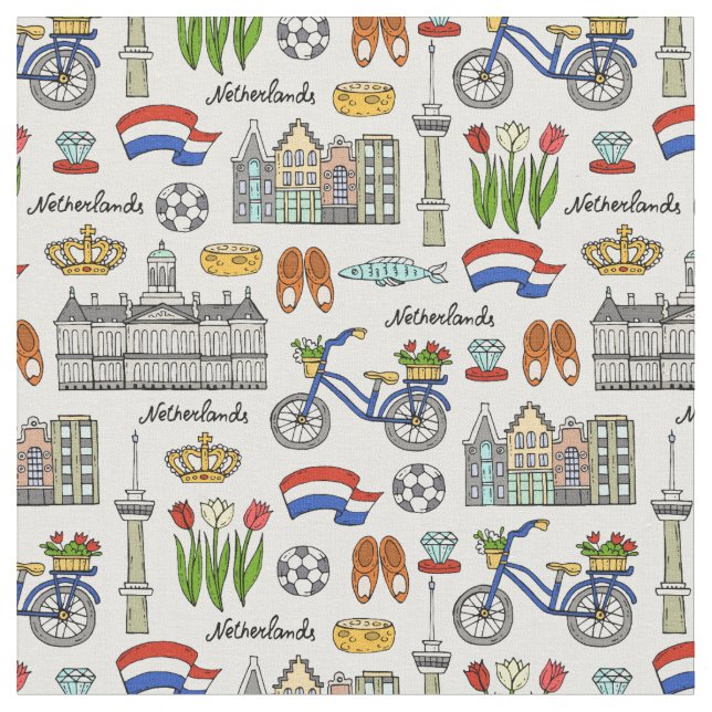 Netherland Doodle Pattern Fabric (Close Up)
