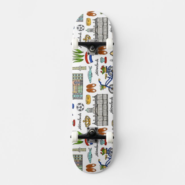 Netherland Doodle Pattern Skateboard (Front)