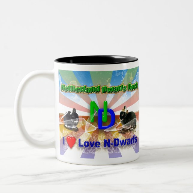 Netherland Dwarf Bunny Two-Tone Coffee Mug (Left)