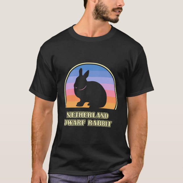 Netherland Dwarf Rabbit Vintage Sunset Rabbit T-Shirt (Front)