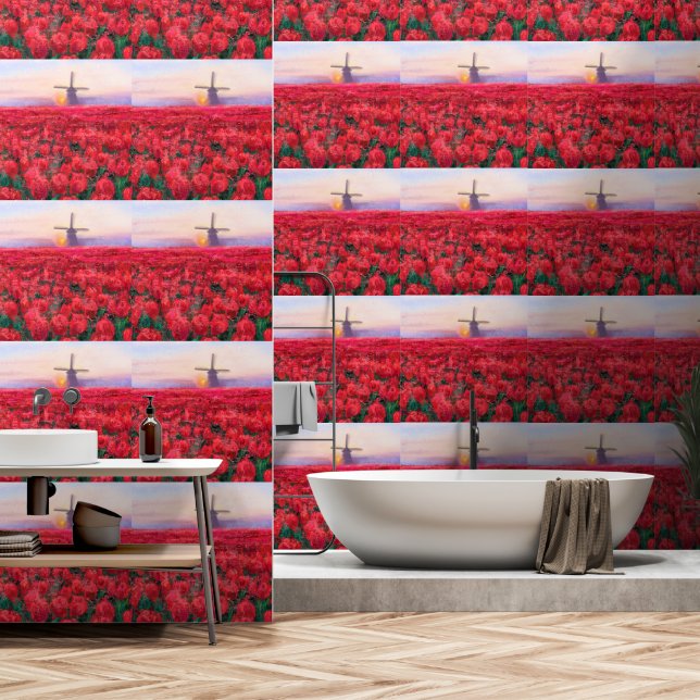 Netherland Tulips Field Wallpaper (Bathroom)