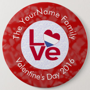 Netherlander Red LOVE Flag Personalised  6 Cm Round Badge
