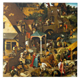 Netherlandish Proverbs, by Pieter Bruegel, Ceramic Tile