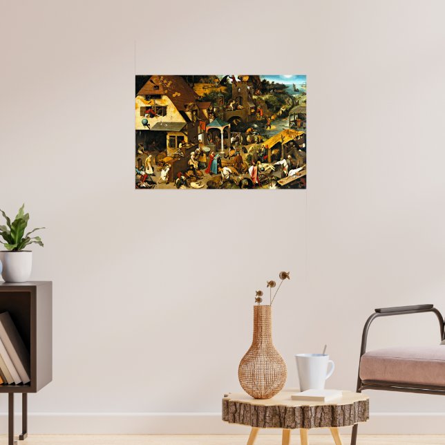 Netherlandish Proverbs, by Pieter Bruegel, Poster (Living Room 3)