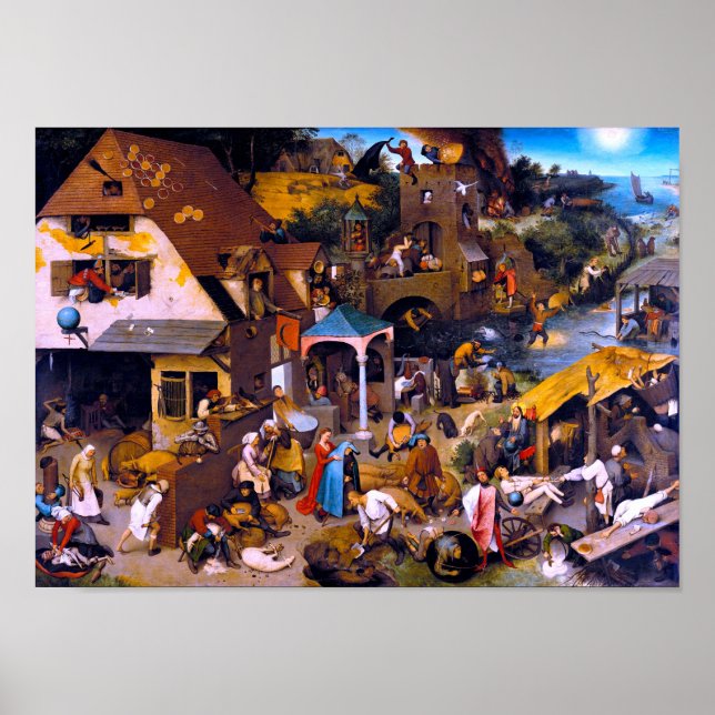 Netherlandish Proverbs, Pieter Bruegel the Elder Poster (Front)