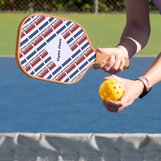 Netherlands and Netherlander Flag Tiled Your Name Pickleball Paddle (Insitu)